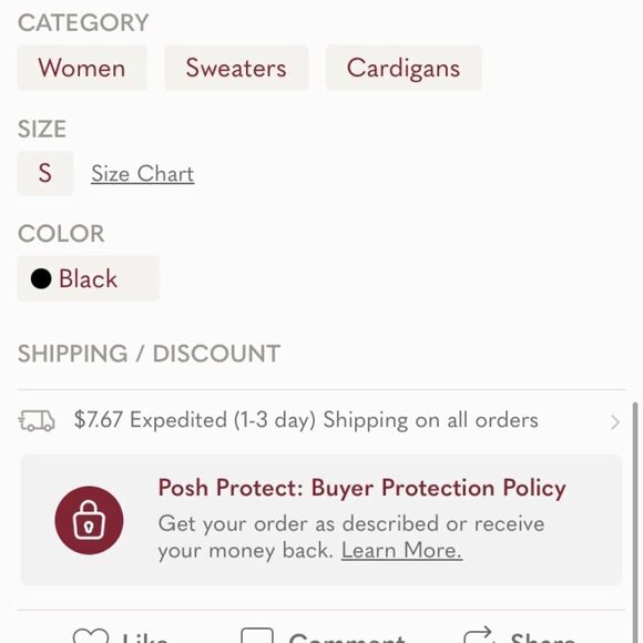 Jenny Black Cardigan Sweater Size SMALL - Picture 6 of 6